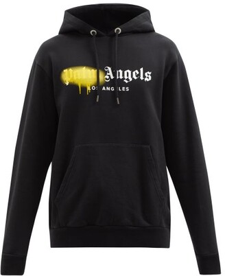 Palm Angels Graffiti Logo-print Cotton Hooded Sweatshirt - Black Yellow