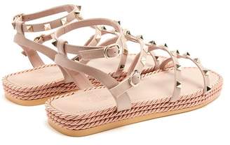 Valentino Torchon Rockstud Leather Sandals - Womens - Nude