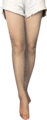 Black/White/Beige ANDIBEIQI 3 Pack Womens Net Fishnet Bodystockings Sheer Sparkle Glitter Rhinestone Pantyhose Tights Stockings with Crystal