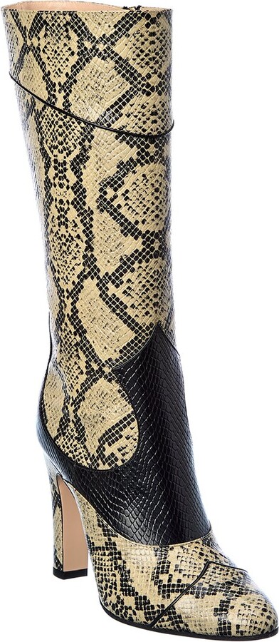 Gucci Snake-Embossed Leather Knee-High Boot - ShopStyle
