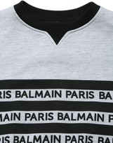 Thumbnail for your product : Balmain Striped Logo Print Cotton Sweatshirt