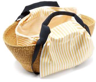 Muun George Capri Canvas And Woven Straw Bag - Womens - Yellow Stripe