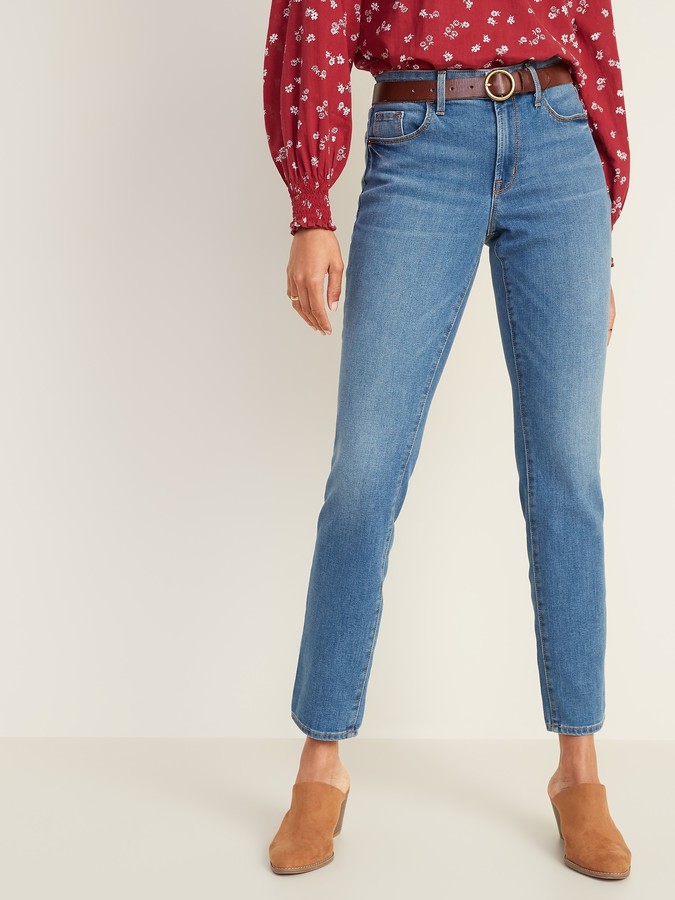 Old Navy Women's Mid-Rise Power Slim Straight Jeans