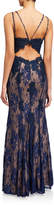 Thumbnail for your product : Jovani V-Neck Spaghetti-Strap Lace Column Gown