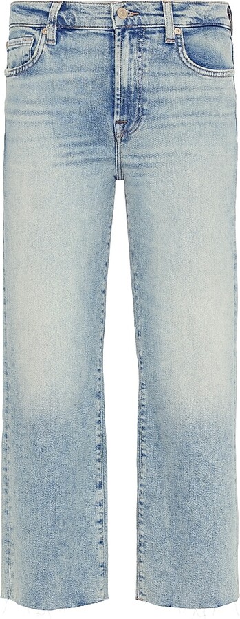 7 For All Mankind Women's Alexa Cropped Wide-Leg Jeans - Desert Skycut Hem - Size 25