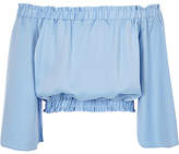Thumbnail for your product : River Island Girls blue frill bardot crop top