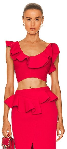 Red Ruffle Crop Top | ShopStyle