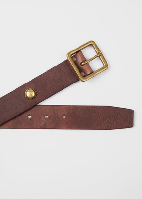 Paul Smith Men's Brown Leather Belt With Studs