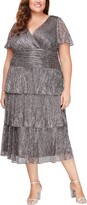 Thumbnail for your product : SL Fashions Women's Plus Size Tea Length Ruched Waist Boudre Tier Dress