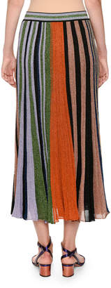 Missoni Lamé; Striped Pleated Pull-On Long Skirt