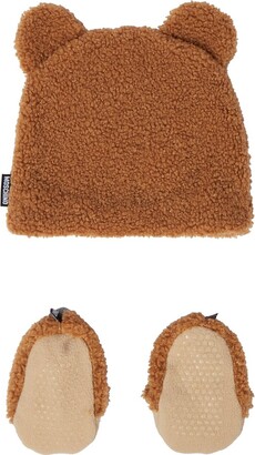 MOSCHINO BAMBINO Baby faux shearling beanie and booties set