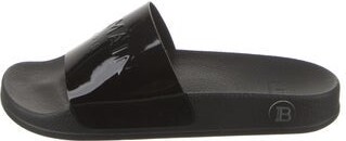 Balmain Patent Leather Slides Black Rubber Trim Includes Box & Dust Bag | Balmain Patent Leather Slides in Black, Women's FR 36 | 5