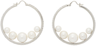 Miu Miu Silver Crystal & Pearl Hoop Earrings