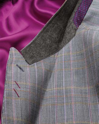 Charles Tyrwhitt Grey check slim fit British Panama luxury suit jacket