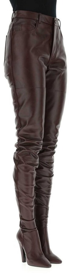 Saint Laurent Leather Slim Fit Pantaboots - ShopStyle