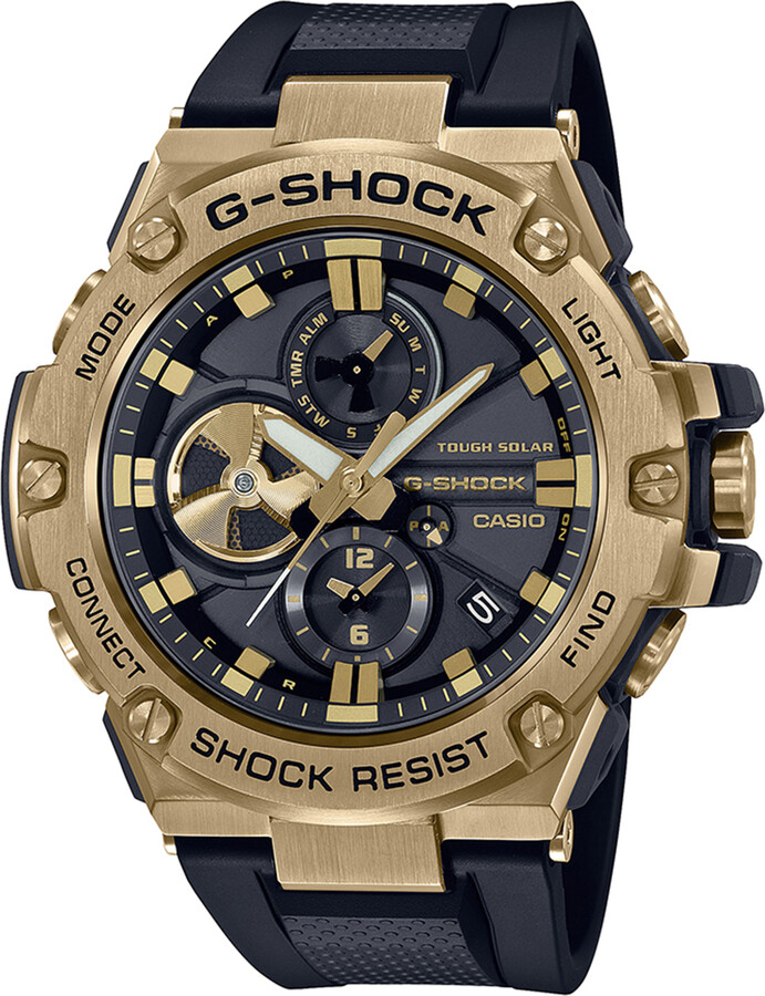 Zales Men's Casio GShock GSteel Solar Powered Chronograph GoldTone