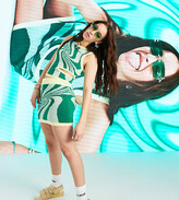 Thumbnail for your product : Collusion knitted skirt in green swirl print co-ord