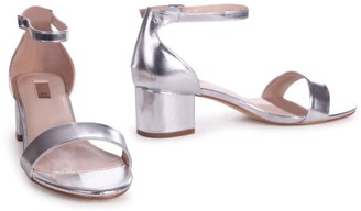 Linzi HOLLIE - Silver Metallic Barely There Block Heeled Sandal With Closed Back