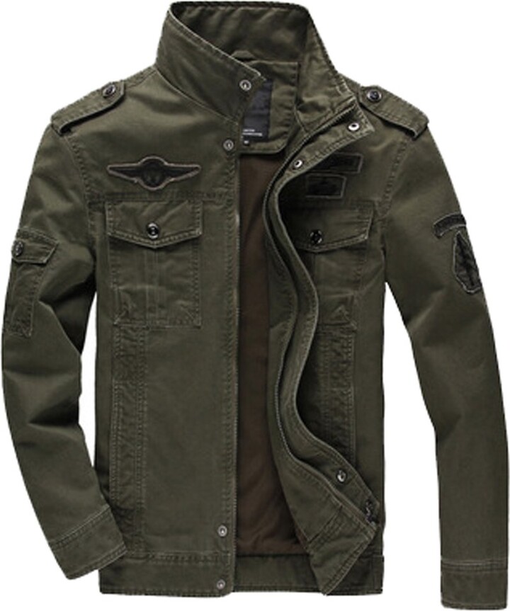 ROSEUNION Men's Fashion Jackets Cotton Jacket Coat Military Jacket