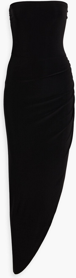 Norma Kamali Strapless asymmetric stretch-jersey dress
