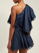 Thumbnail for your product : Alexandre Vauthier Houndstooth One Shoulder Cotton Mini Dress - Womens - Navy Multi