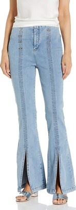 two different colored leg jeans