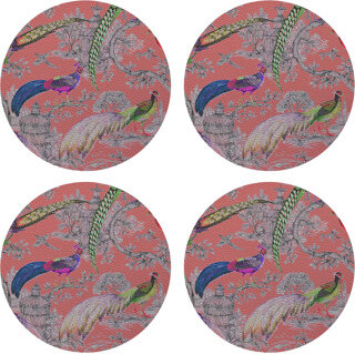 Nicolette Mayer Pheasant Fall Sauvage Vegan Leather Round Pebble Placemat