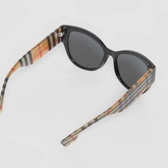 Burberry Vintage Check Detail Butterfly Frame Sunglasses