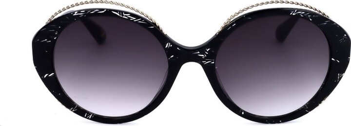 Christian Lacroix Round-Frame Chain-Trim Sunglasses