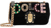 Thumbnail for your product : Dolce & Gabbana Lucia Embellished Ayers-appliquéd Velvet Shoulder Bag