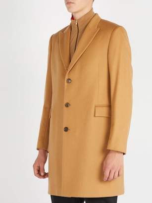 Paul Smith Single Breasted Wool And Cashmere Overcoat - Mens - Camel