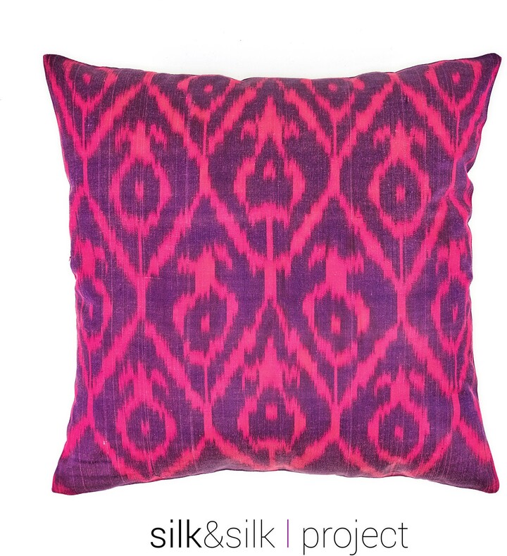 purple ikat pillow silk ikat cushion boho ethnic pillow