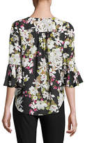 Thumbnail for your product : INC International Concepts Petite Floral-Print Bell-Sleeve Top
