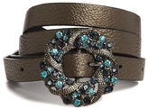 Thumbnail for your product : Black & Brown Black and Brown India Swarovski Buckle Skinny Leather Waist Belt