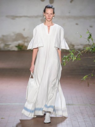 Jil Sander Slit-sleeve Cotton-blend Dress - White Multi