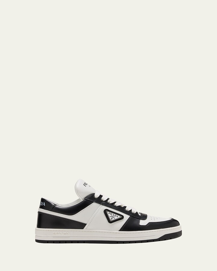 Prada Bicolor Leather Low-Top Court Sneakers