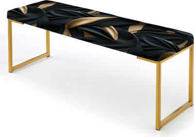 Glamour Noir And Gold Harmony - Marble Upholstered Gold Bench
