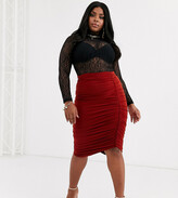 Thumbnail for your product : Club L London Plus ruched midi skirt in dark tan