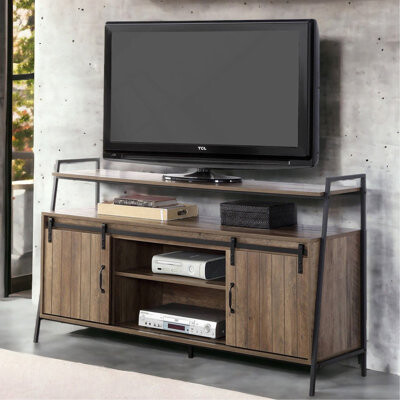 Ophelia & Co. 60-Inch TV Stand With Sliding Barn Doors For Modern And Industrial Decor