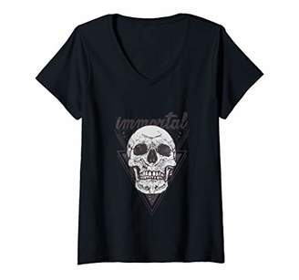 Womens Immortal - Skull - Grim Reaper Metal & Gothic Clothing V-Neck T-Shirt