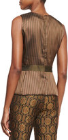 Thumbnail for your product : Etro Mixed-Jacquard Sleeveless Fencing Top, Gold
