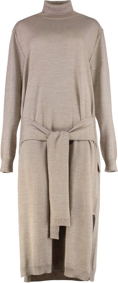 Lemaire Trompe L'Oeil Turtleneck Belted Midi Dress