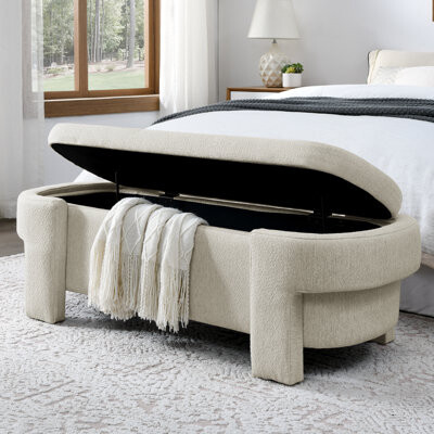 Elegant Upholstered Velvet Storage Bench with Cylindrical Arms and Iron Legs for Hallway Living Room Bedroom