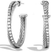 Thumbnail for your product : David Yurman Crossover Medium Hoop Earrings with Diamonds