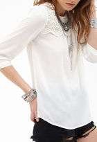 Thumbnail for your product : Forever 21 Scalloped Crochet Chiffon Blouse