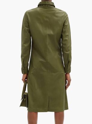 Dodo Bar Or Pattie Ruched-edge Leather Dress - Light Green