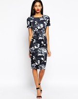 Thumbnail for your product : ASOS Mono Floral Bodycon Dress