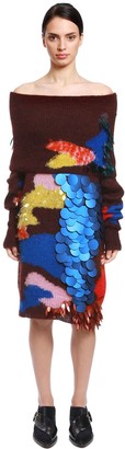 DELPOZO Sequined Mohair & Silk Sweater Dress