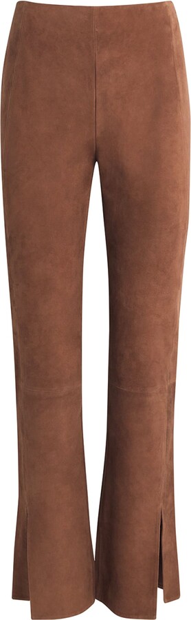 Theory Lambskin Suede Slim Trousers