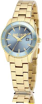 Just Cavalli Just In Time Gold Tone Stainless Steel Women's Watches w/Blue Dial